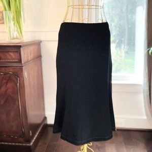 Fit & Flare Elie Tahari Midi Skirt w/ Embroidered Stitch & Fringe Hem